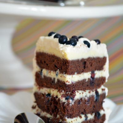 Blueberry Black & White Chocolate Cake