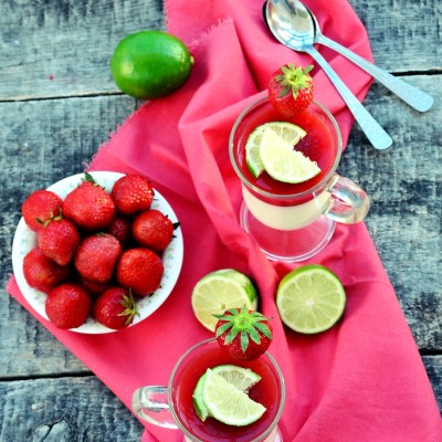 Panna Cotta cu capsune si limeta