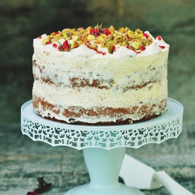 Naked Rose Pistachio Cake