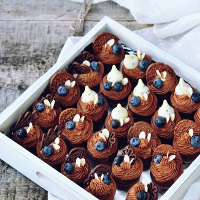 Mini cupcakes cu afine si ciocolata